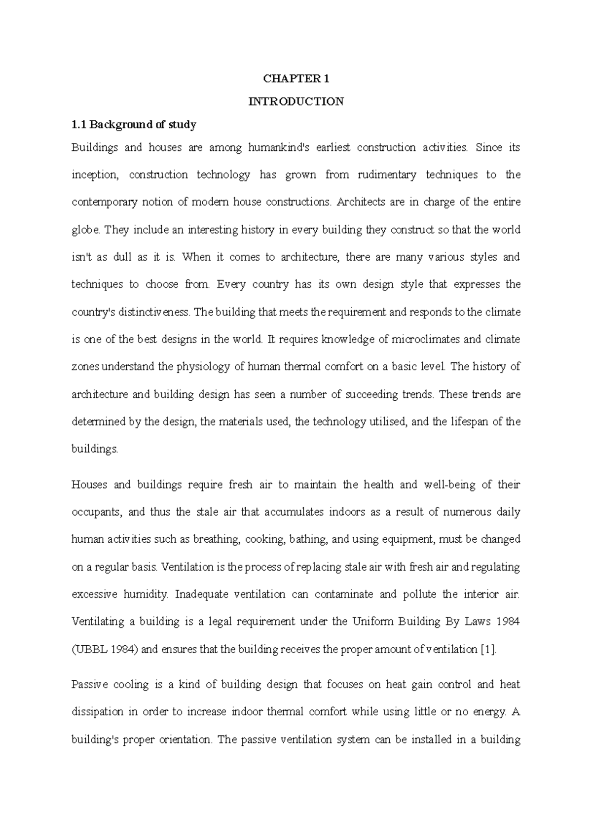 Chapter 1 passive ventilation - CHAPTER 1 INTRODUCTION 1 Background of ...