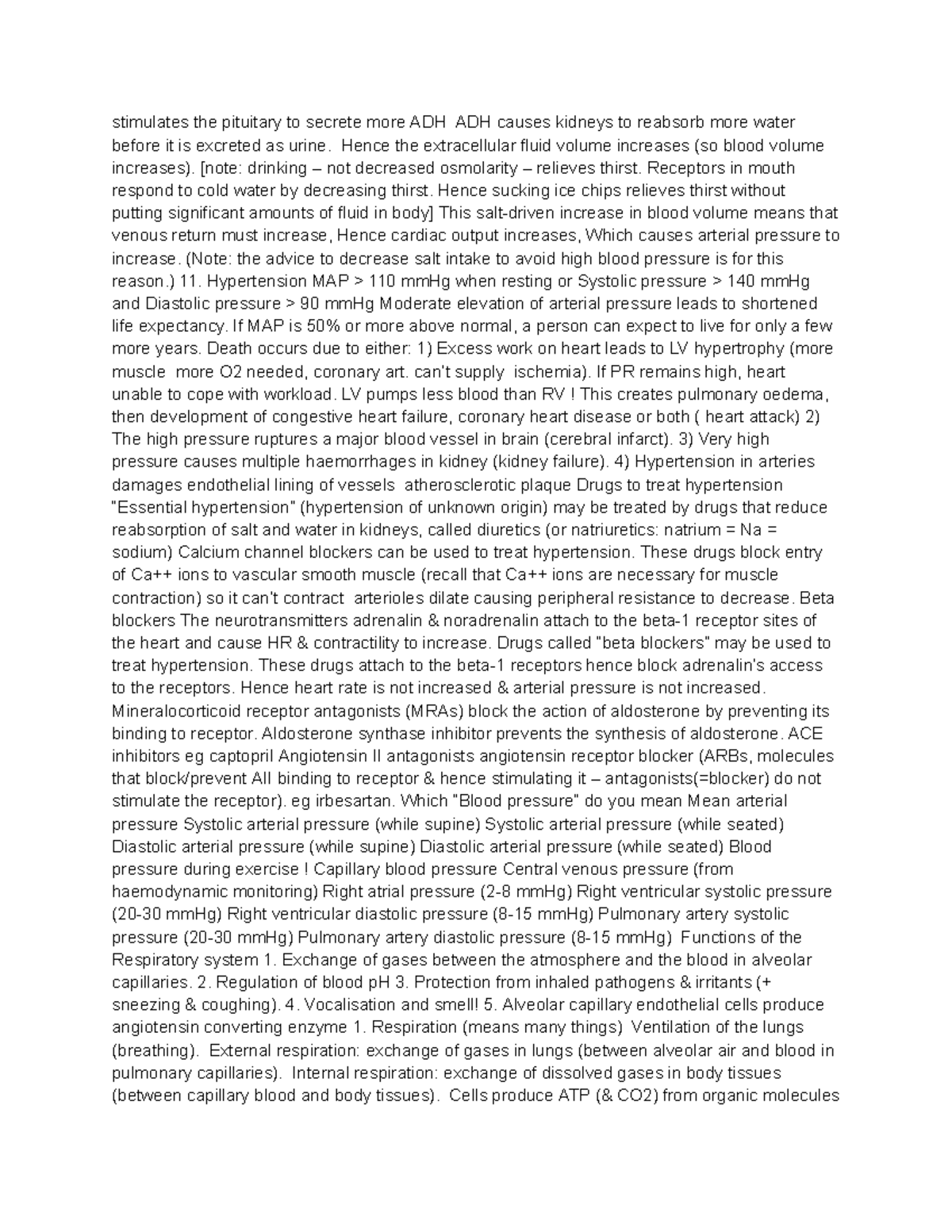Anatomy notes (35) - stimulates the pituitary to secrete more ADH ADH ...