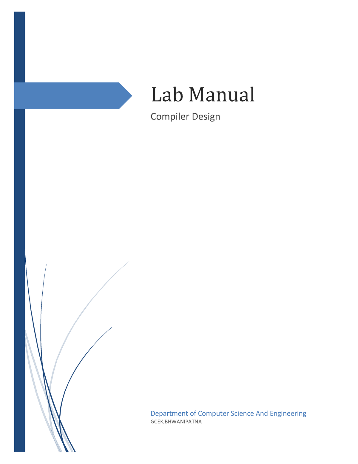 Compiler design Lab manual Lab Manual Compiler Design Department