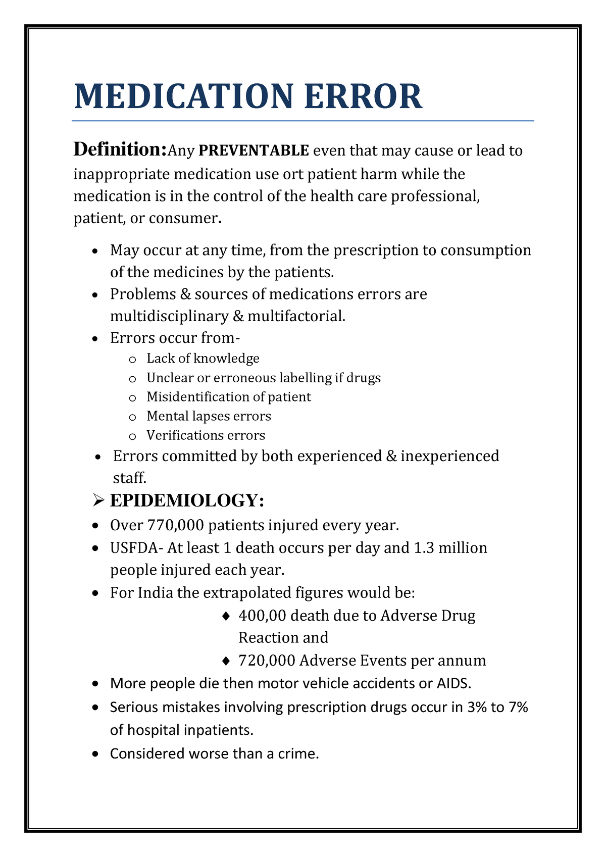 thesis medication error