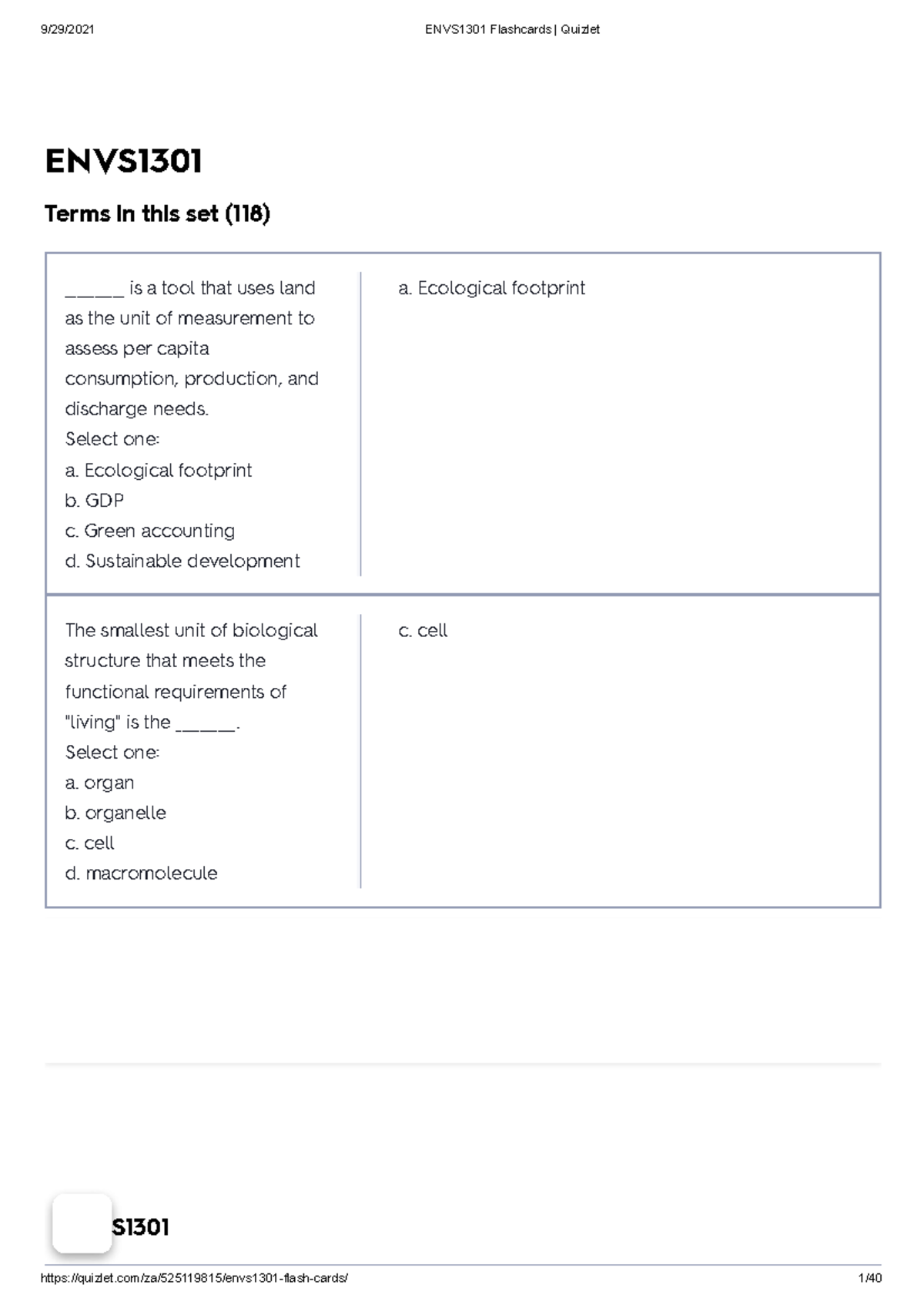 ENVS1301 Flashcards Quizlet - ENVS Terms In This Set (118) Web ...