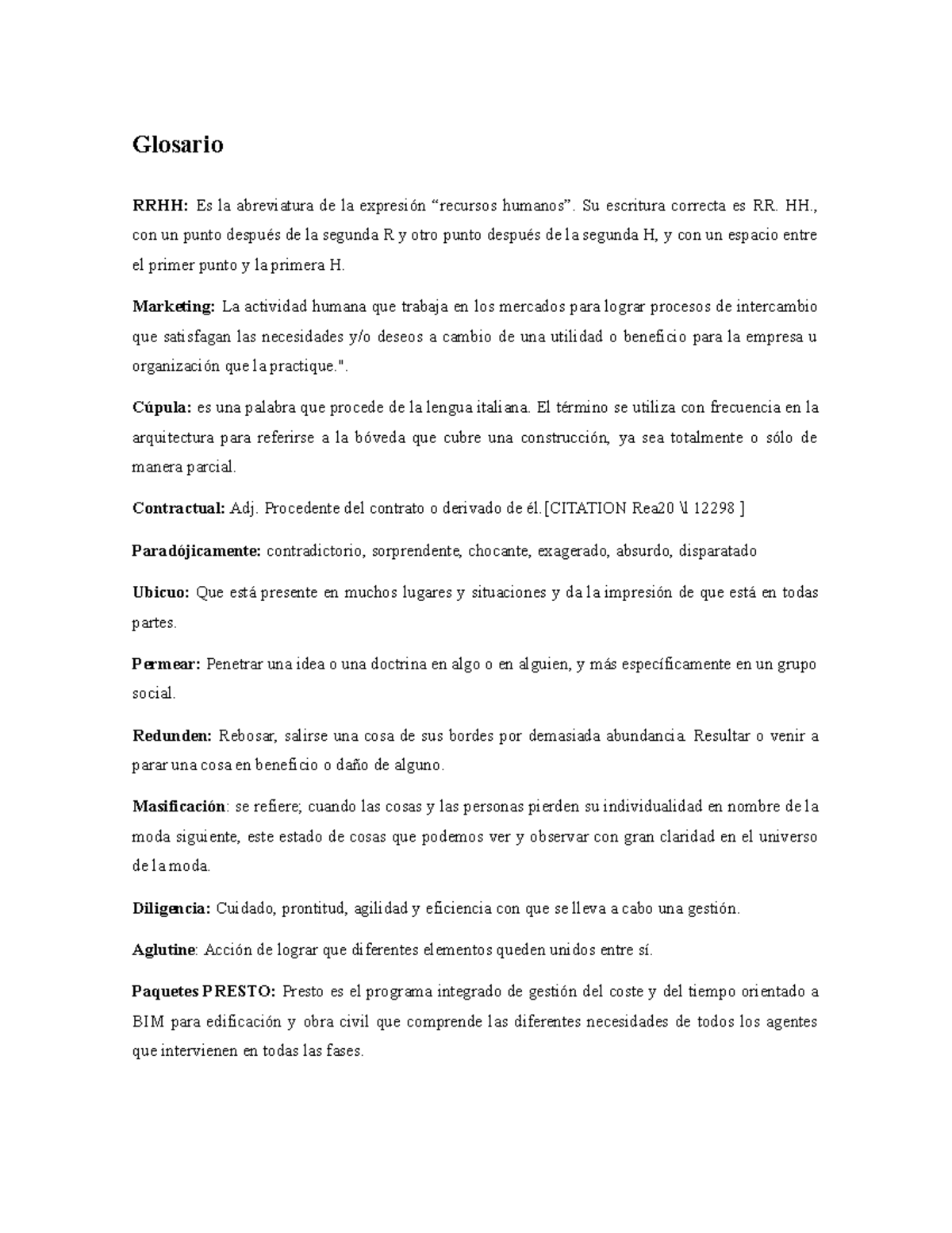Glosario Glosario RRHH Es la abreviatura de la expresión “recursos