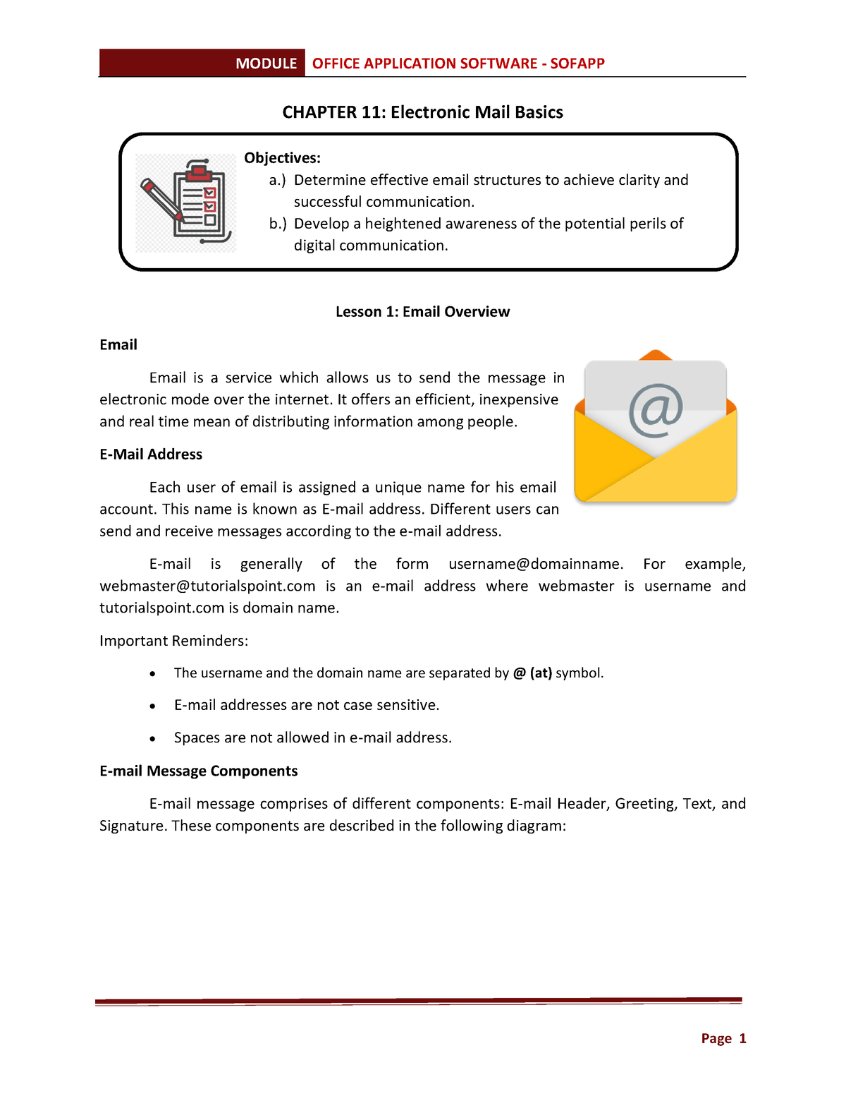 Sofapp Chapter 11 - Chapter 11: Electronic Mail Basics Lesson 1: Email  Overview Email Email Is A - Studocu