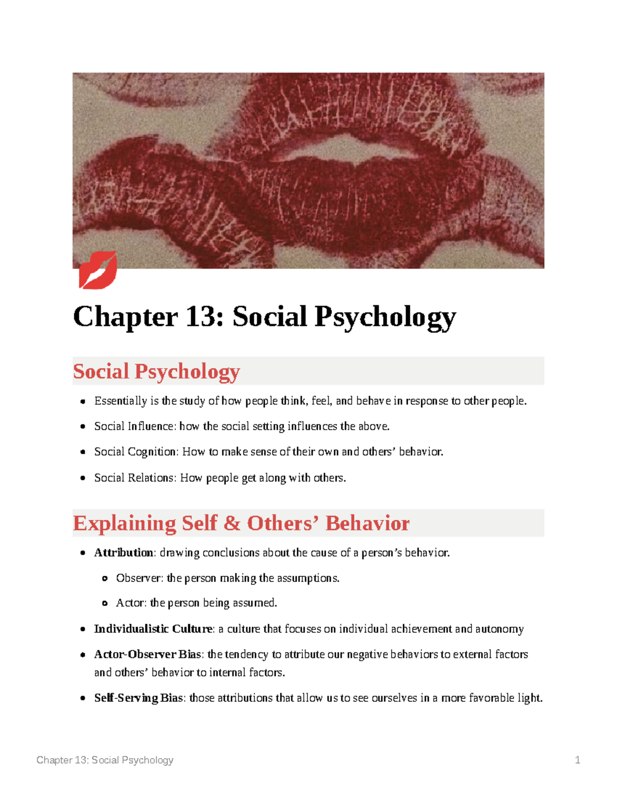 Chapter 13 Social Psychology - Y Chapter 13: Social Psychology Social ...