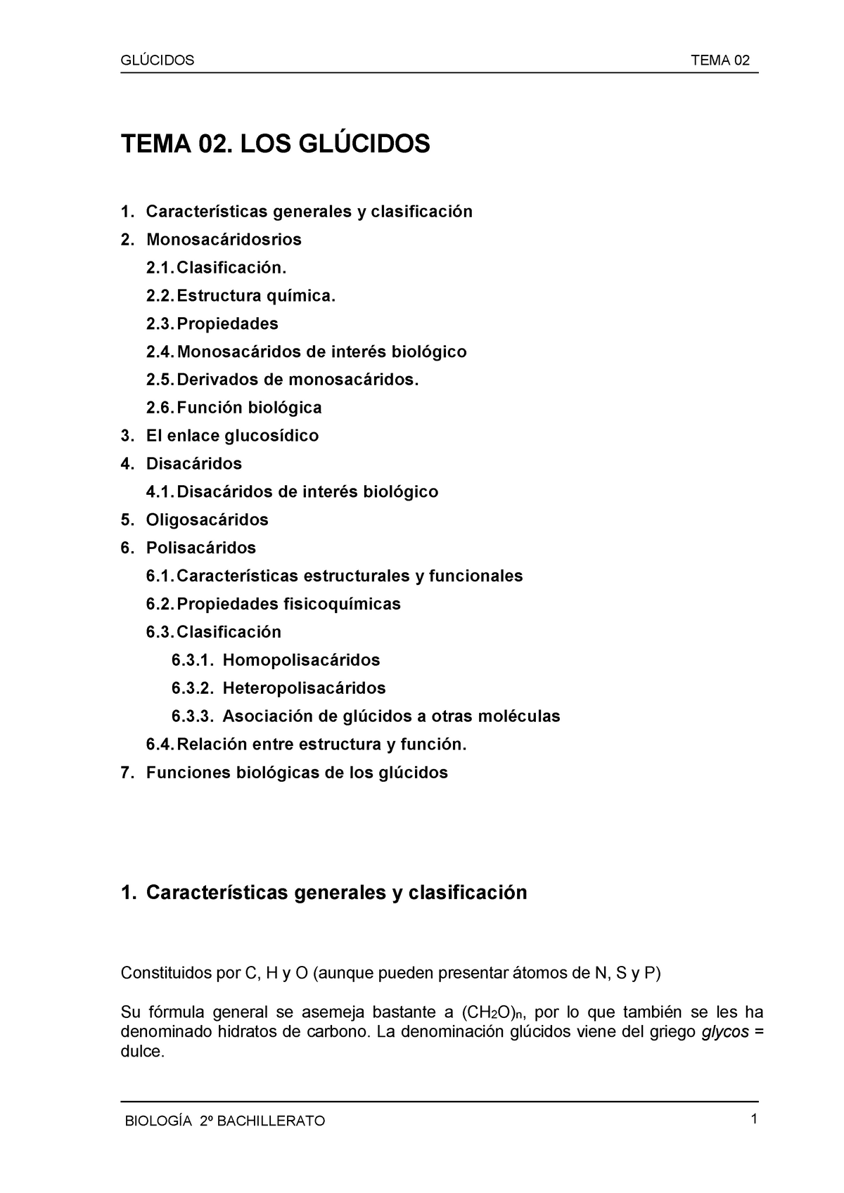 Explicación De Los Glúcidos Tema 02 Los GlÚcidos Características Generales Y Clasificación 2498