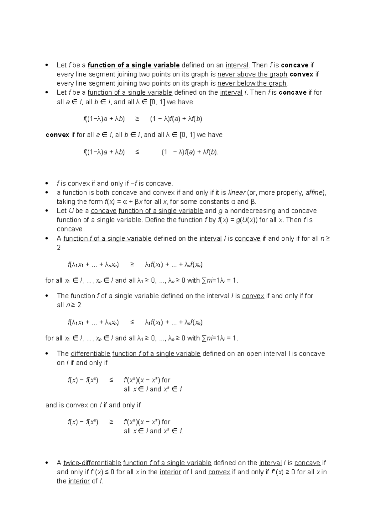Math notes Summary B.A. Economics (Hons.) Let f be a function of a