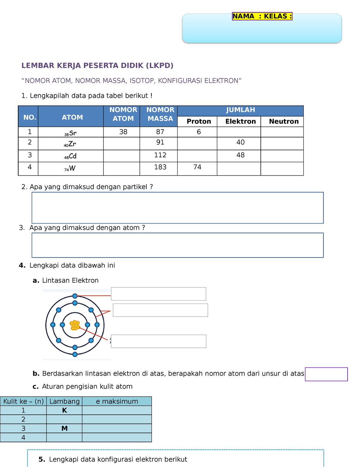 Lkpd Struktur Atom Lembar Kerja Peserta Didik Struktu 9403