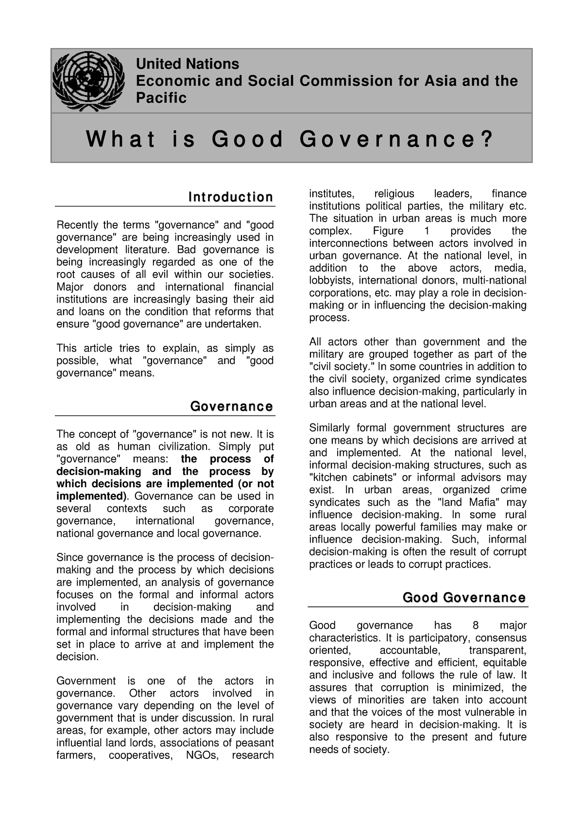 Good-governance - Bbbbbbbbbbbbnmllltffc Bhb B - United Nations Economic ...