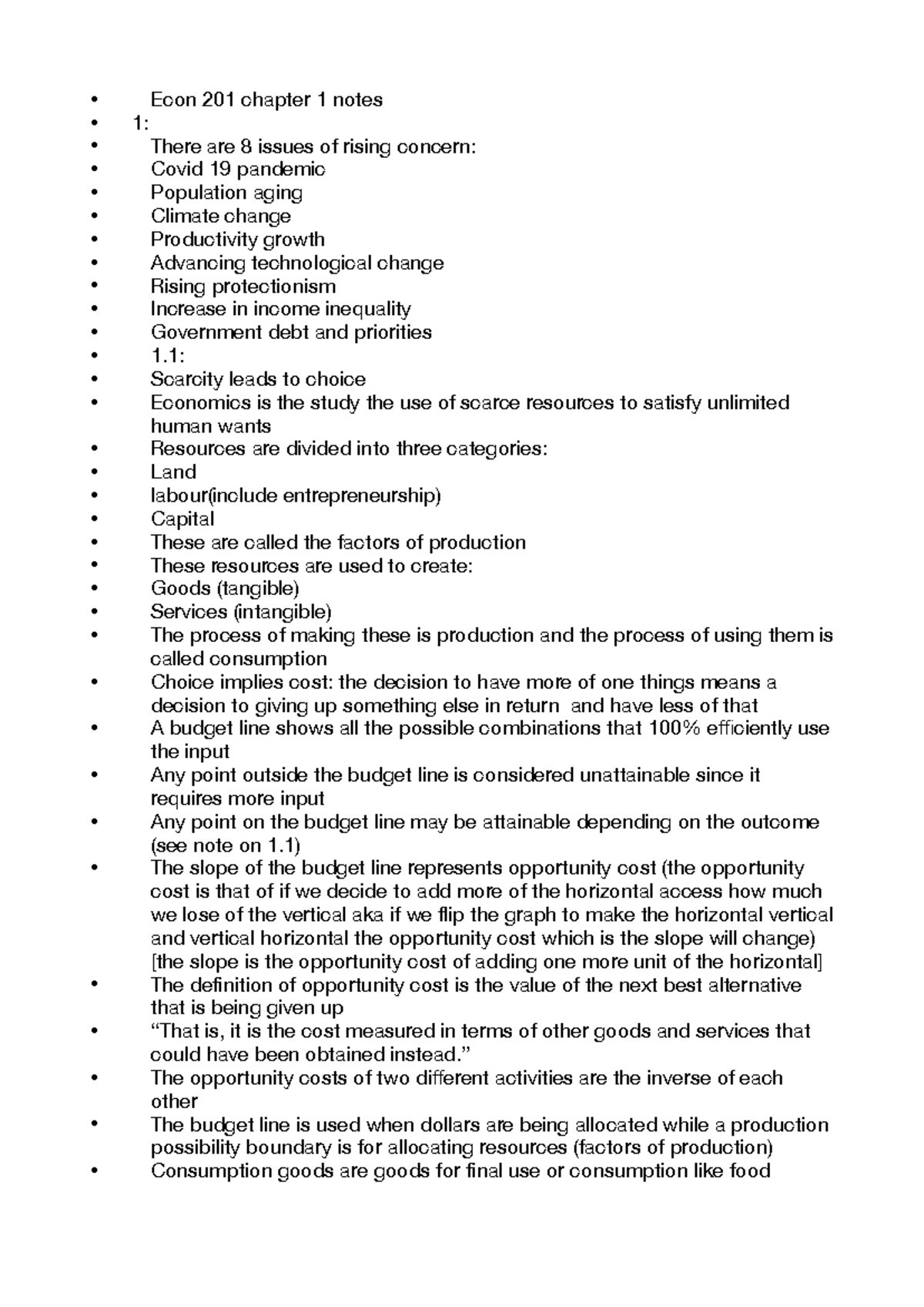 Econ 201 notes chapter 1 - Econ 201 chapter 1 notes 1: There are 8 ...