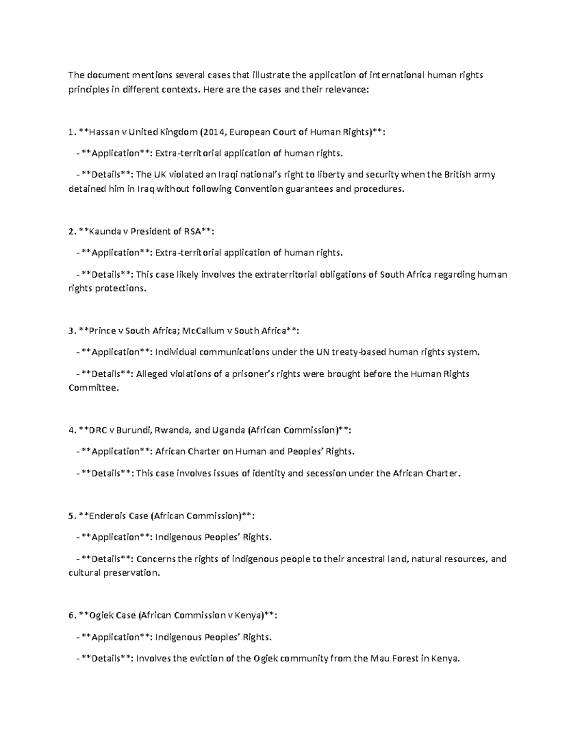The document mentions several cases that illustrate the application of ...