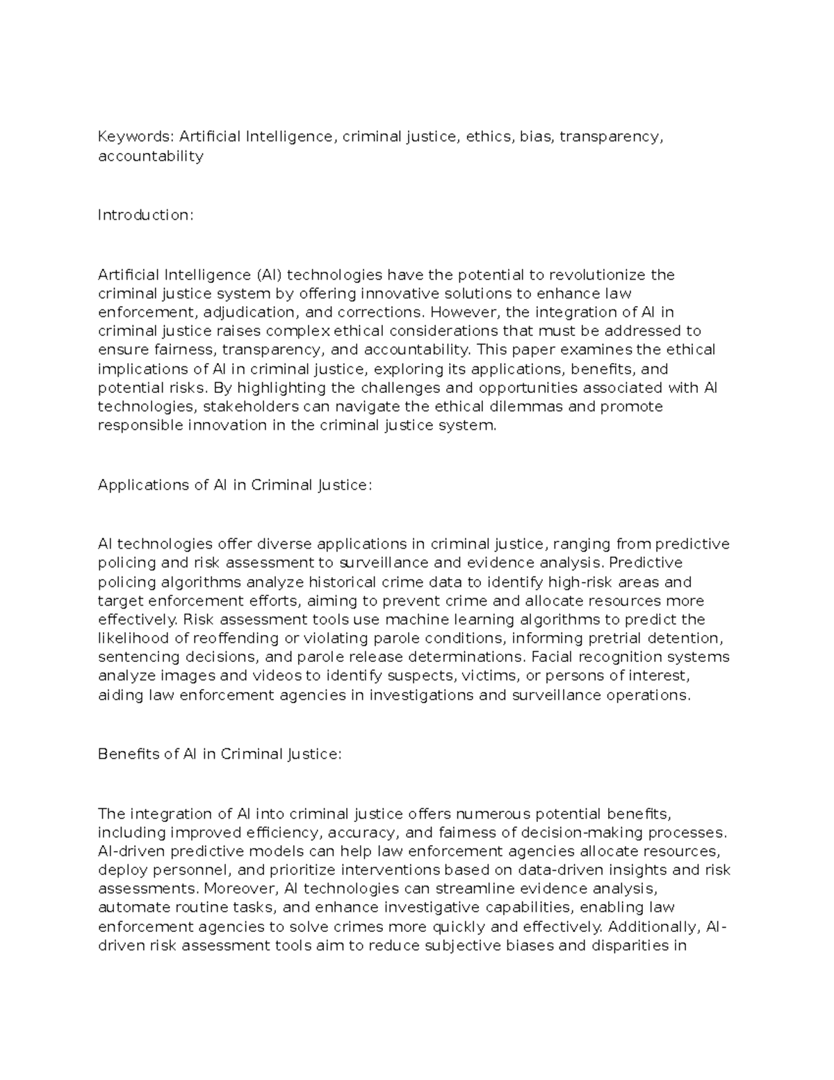 Paper 9 - eng - Keywords: Artificial Intelligence, criminal justice ...