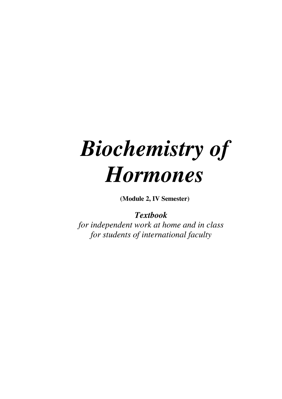 Biochemistry-of-hormones - Hormones (Module 2, IV Semester ...