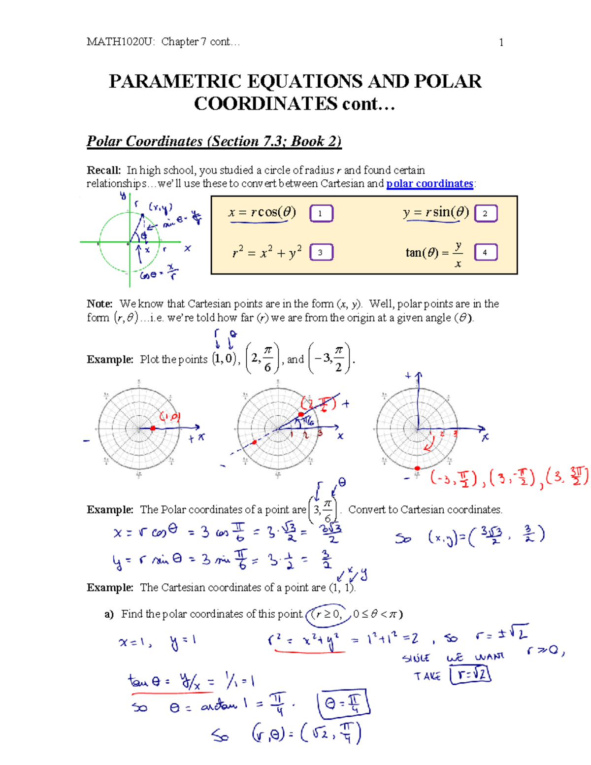 Math Polar Equations- lecture 07 - PARAMETRIC EQUATIONS AND POLAR ...