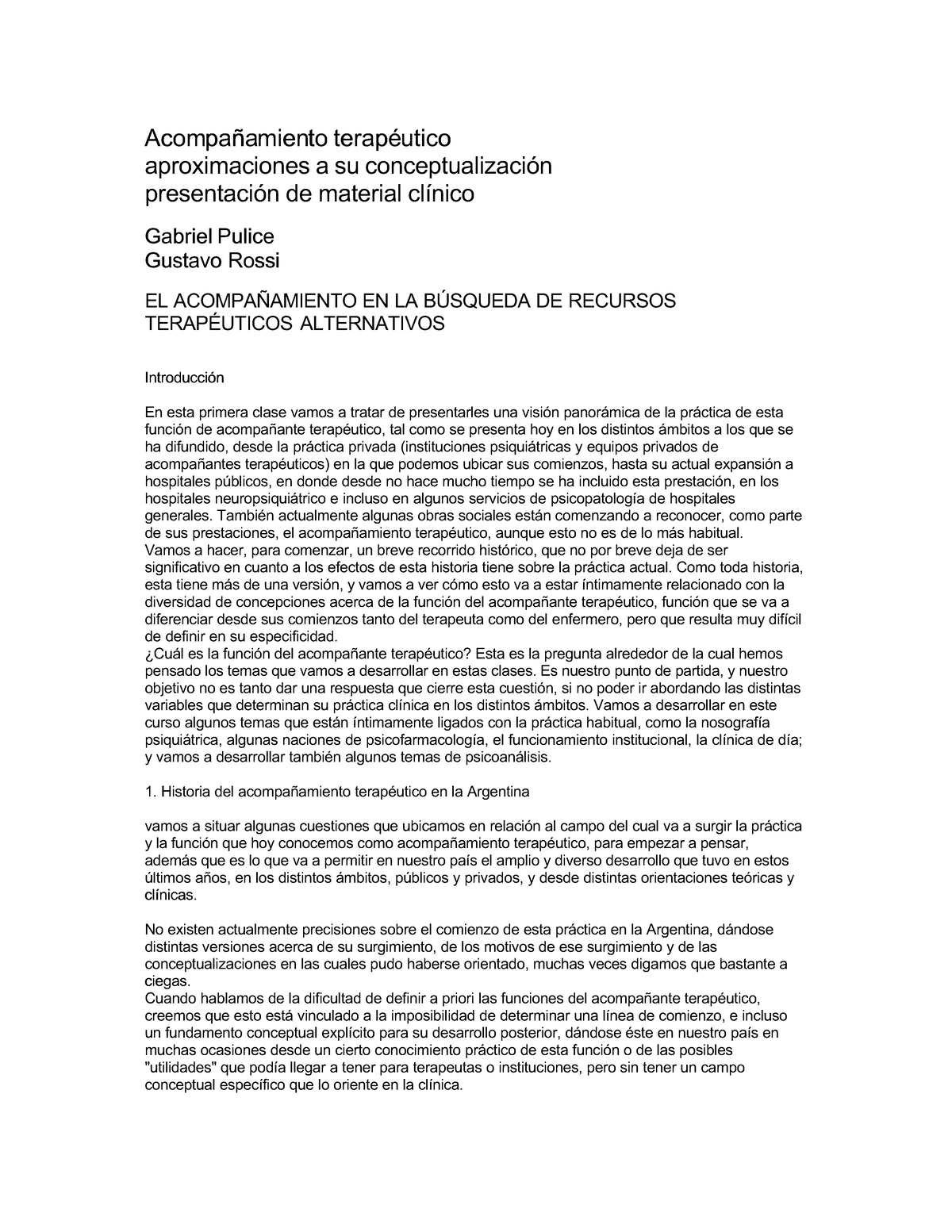 Historia Del Acompañamiento Terapeutico En La Argentina ...