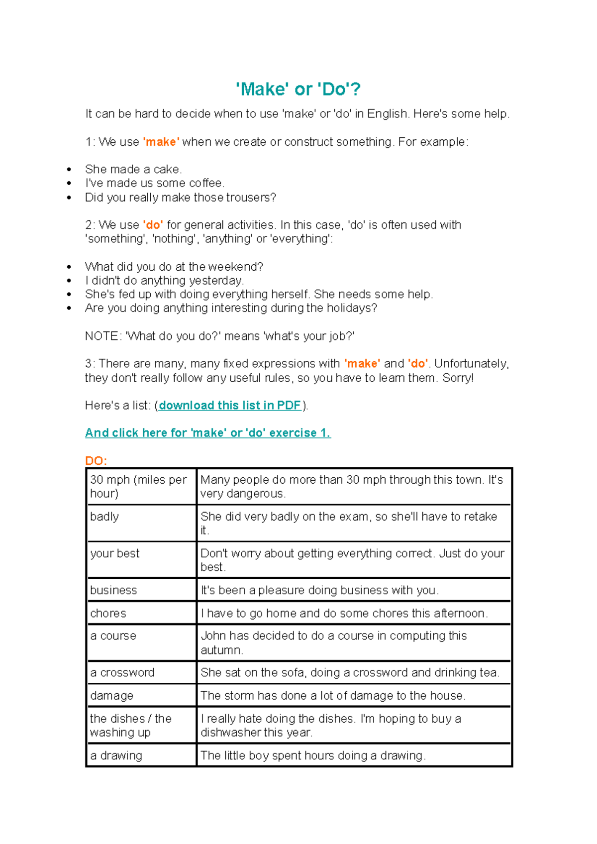 MAKE AND DO - 'Make' or 'Do'? It can be hard to decide when to use ...