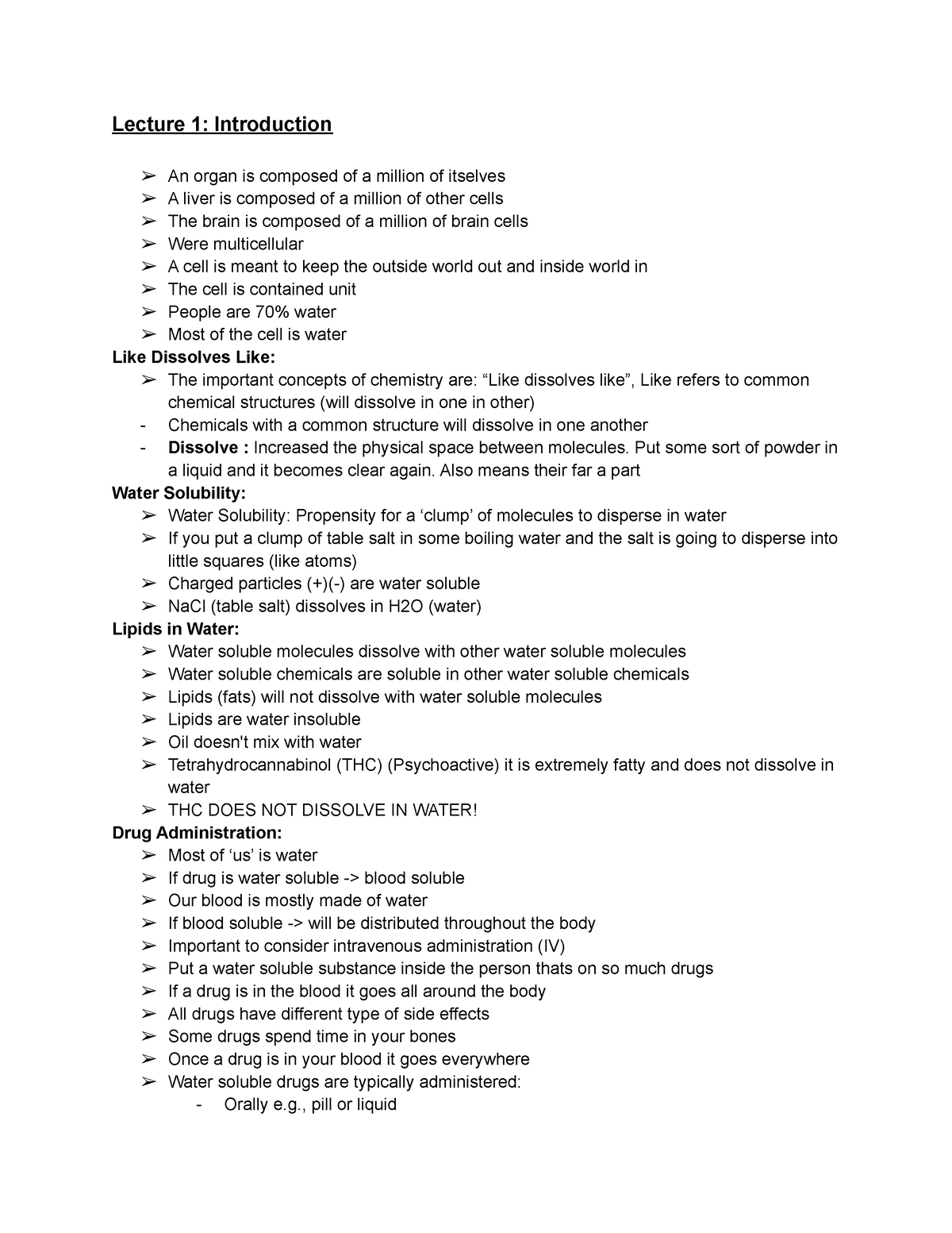 Chem1004 Lecture notes - Lecture 1: Introduction An organ is composed ...