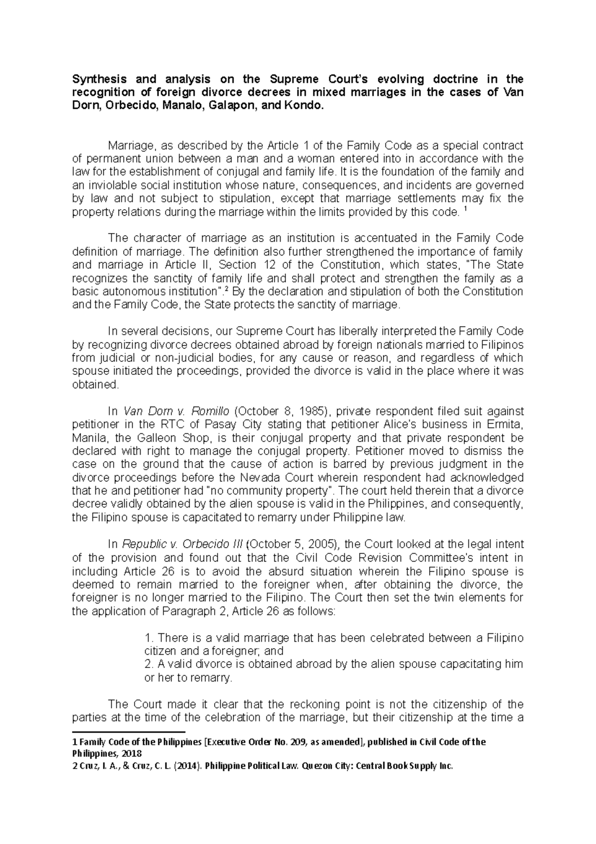 Synthesis AND Analysis Paper - Synthesis and analysis on the Supreme ...