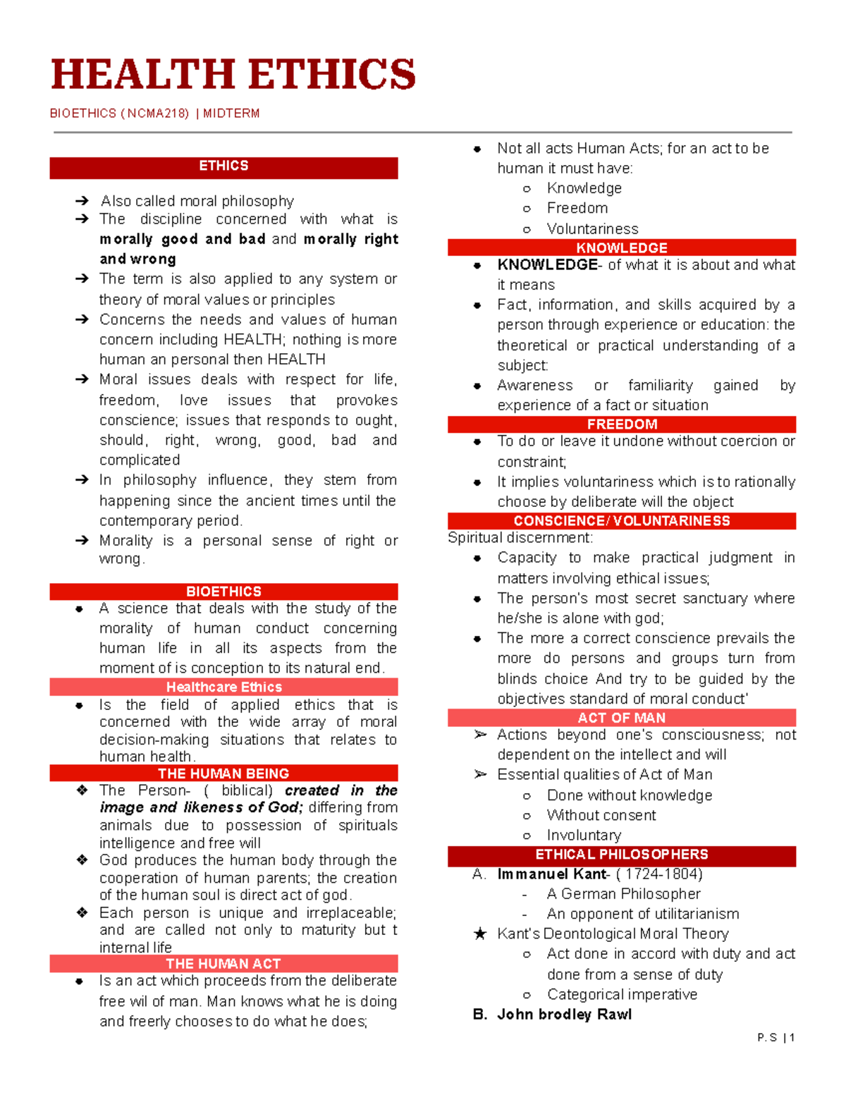 Bioethics - BIOETHICS ( NCMA218) | MIDTERM ETHICS Also called moral ...