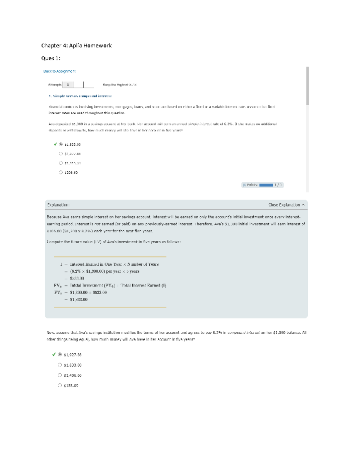 aplia assignment chapter 4 answers