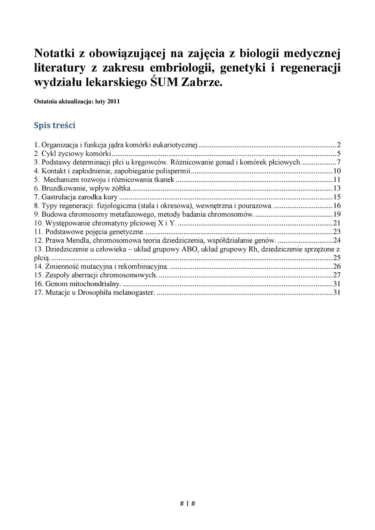 Genetyka -skrypt - Genetics - Notatki Z Obowiązującej Na Zajęcia Z ...