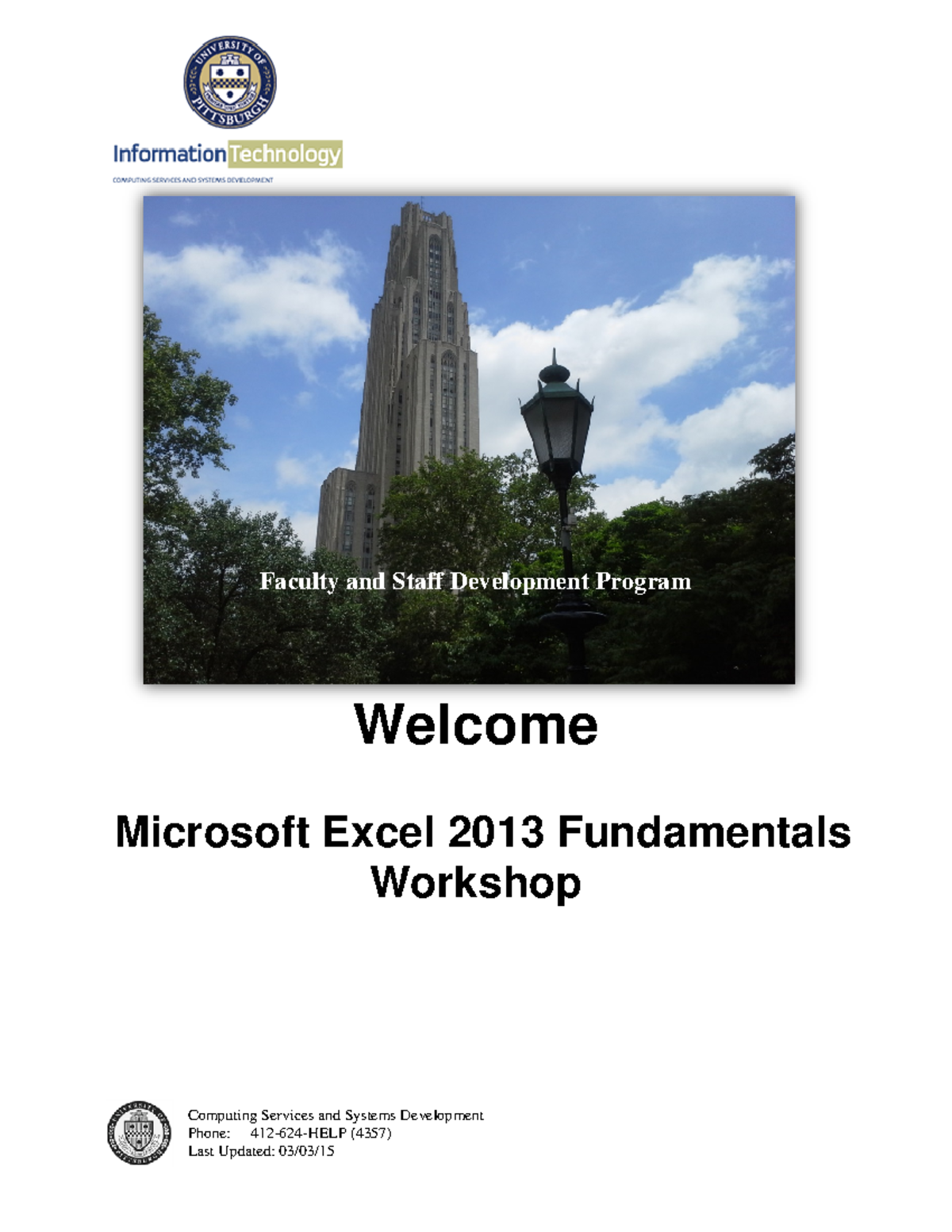 Microsoft Excel 2013 Fundamentals Manual - Computing Services and ...