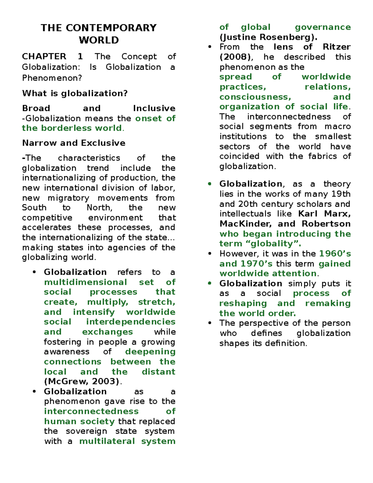 SS1D Chapter 1-3 - THE CONTEMPORARY WORLD CHAPTER 1 The Concept of ...