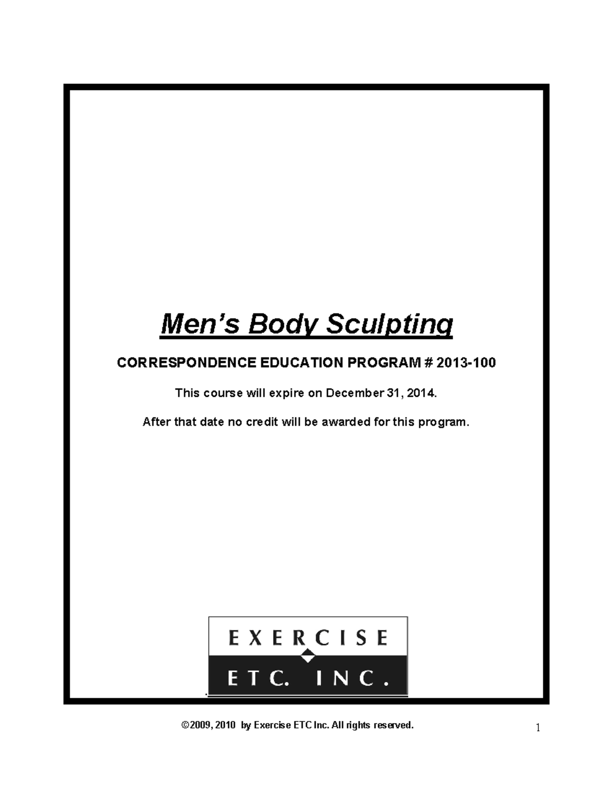 Mensbodysculpting study guide Men’s Body Sculpting CORRESPONDENCE