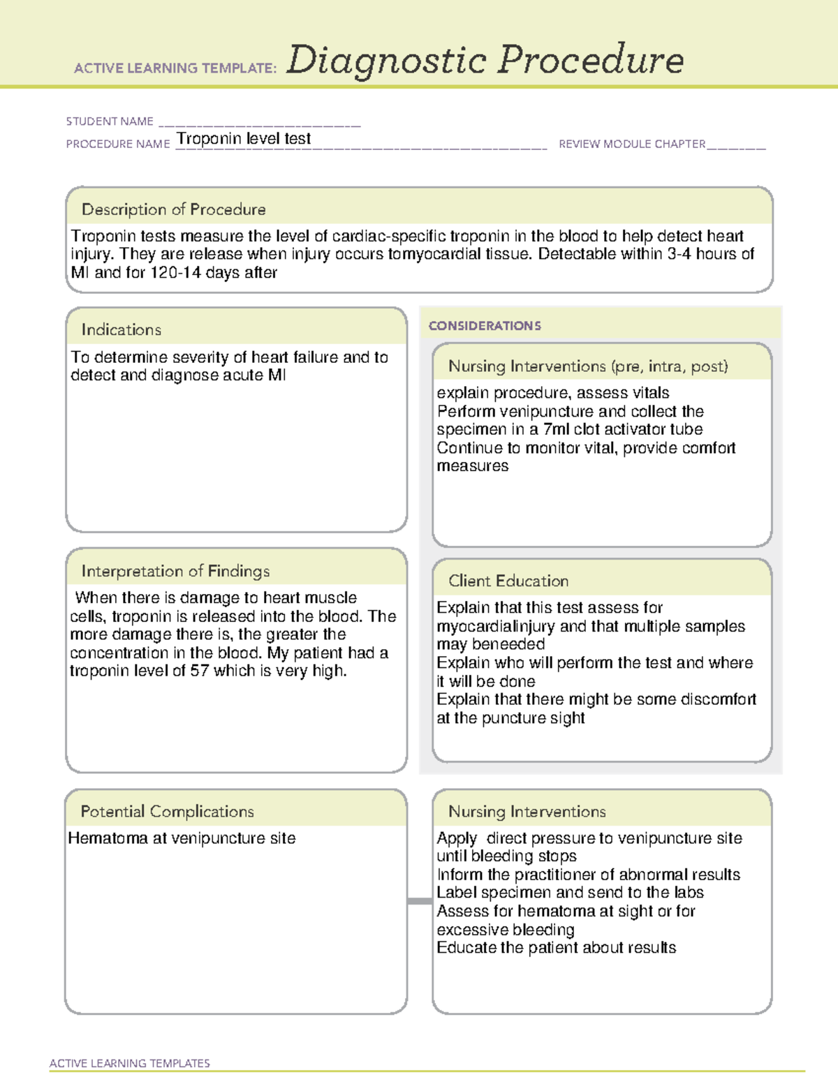 Troponin levels ati diagnostic - 12392 - ACTIVE LEARNING TEMPLATES ...