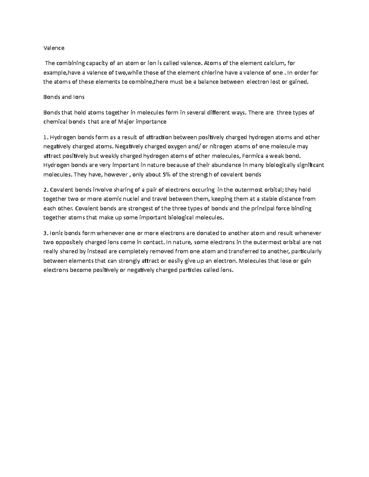 Valence-WPS Office - Science - Valence The combining capacity of an ...