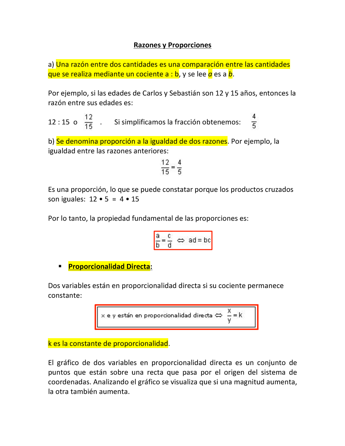 Resumen Razones y Proporciones - Razones y Proporciones a) Una razón entre  dos cantidades es una - Studocu