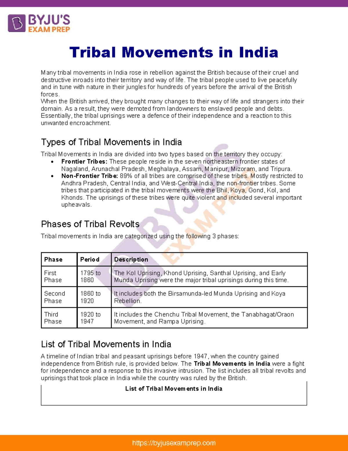 Tribal movements in india upsc notes 61 Tribal Movements in India