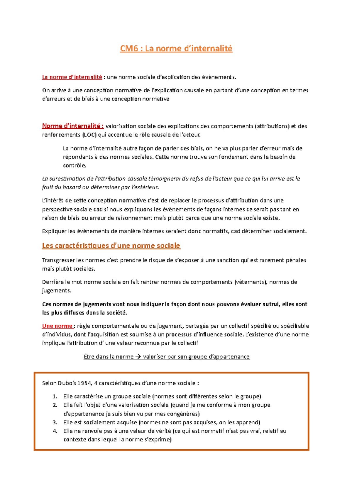 CM6 La norme d'internalité CM6 La norme d’internalité La norme d