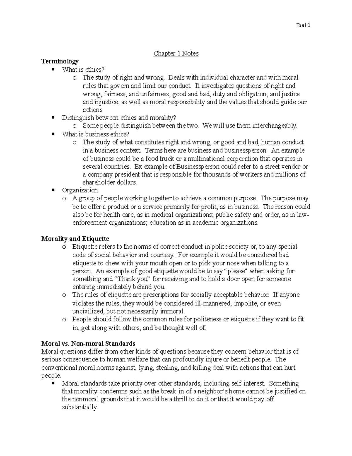 BA 476 Notes From Chapter's 1-5 - Chapter 1 Notes Terminology What Is ...