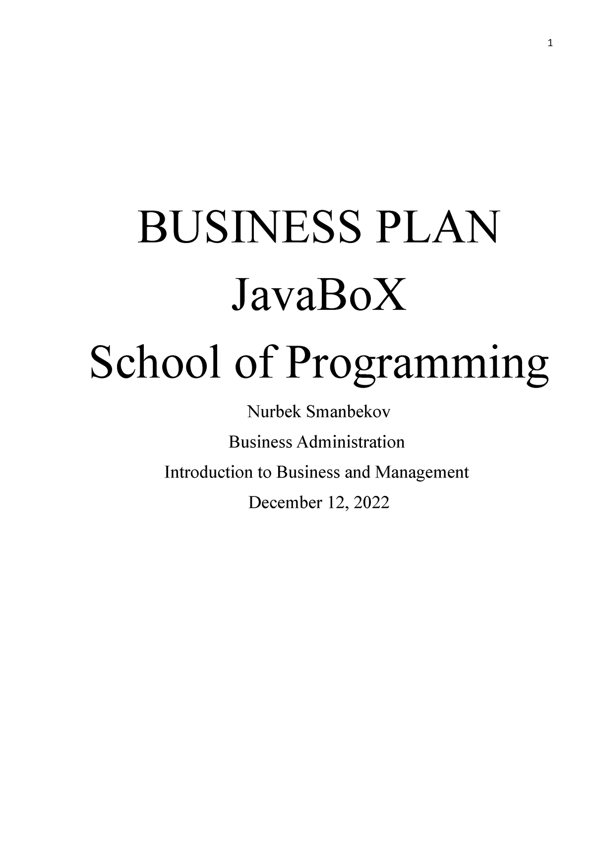 business plan for programming