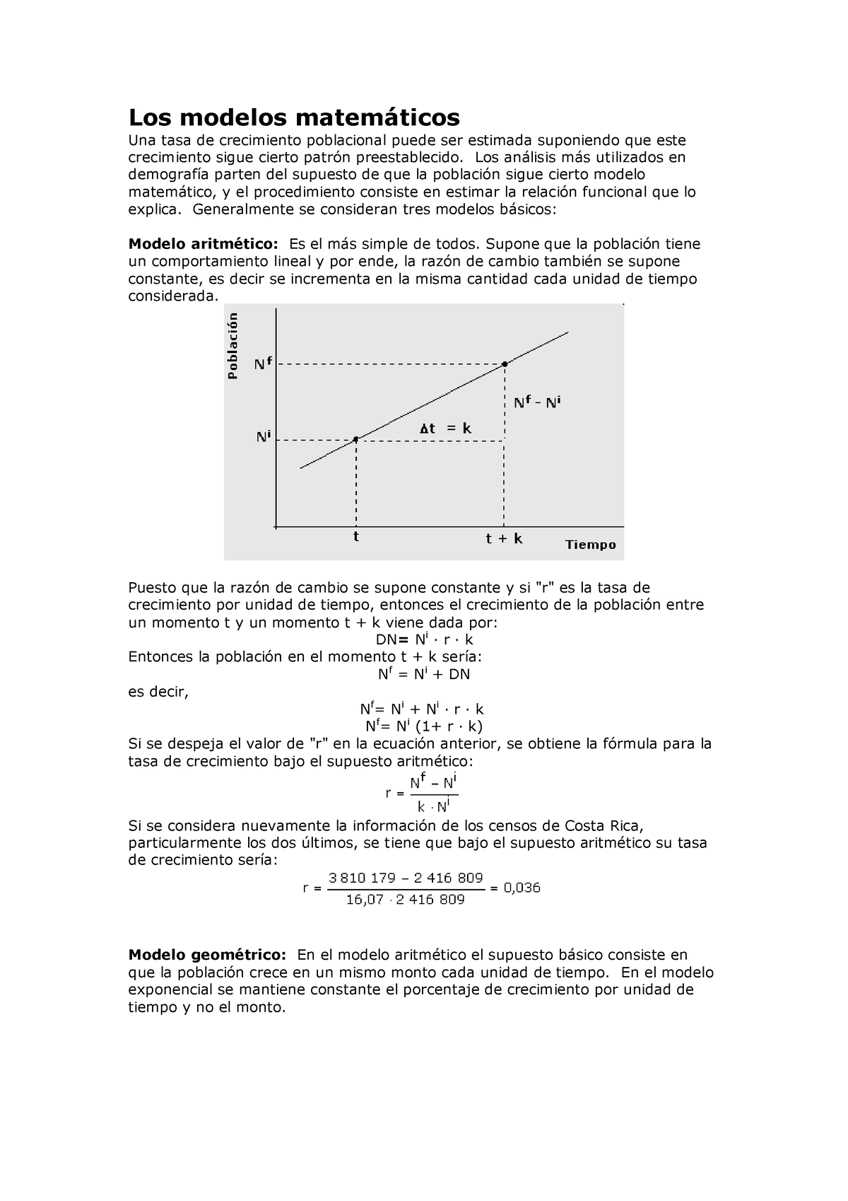 Modelos matemáticos de crecimiento - Los modelos matem·ticos Una tasa de  crecimiento poblacional - Studocu