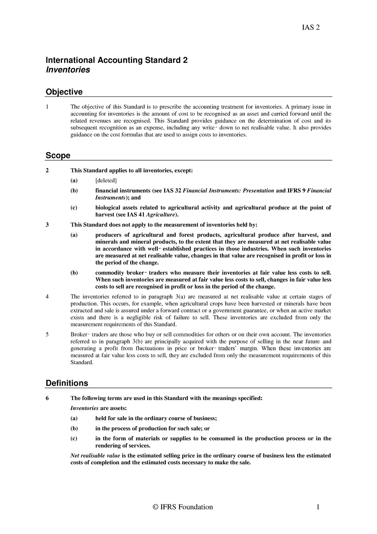 IAS 2 Inventories - Ifrs - International Accounting Standard 2 ...