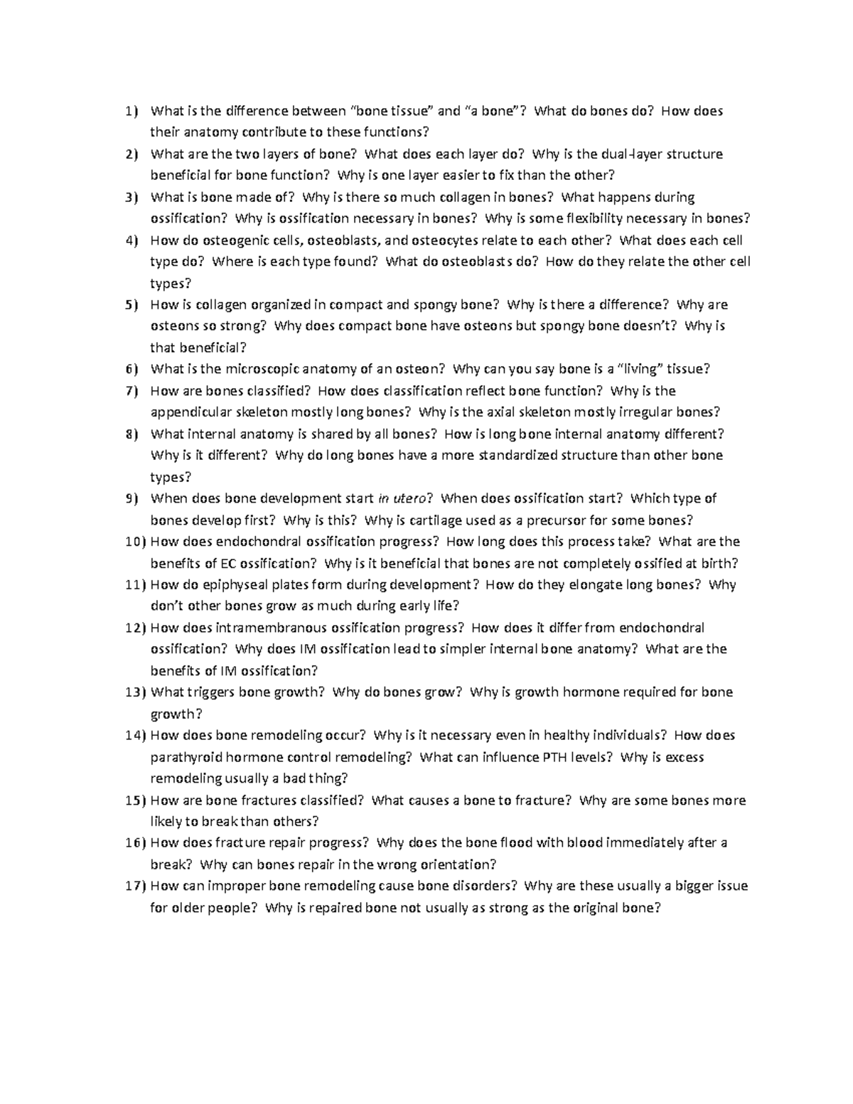 Bio 203 Week 5 Study Questions - What is the difference between “bone ...