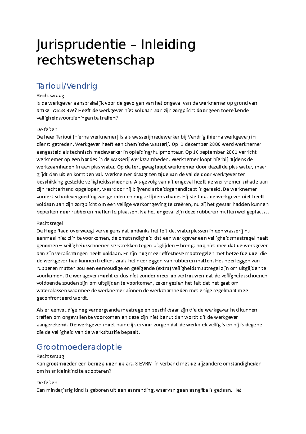 Jurisprudentie Inleiding Rechtswetenschap - Jurisprudentie – Inleiding ...