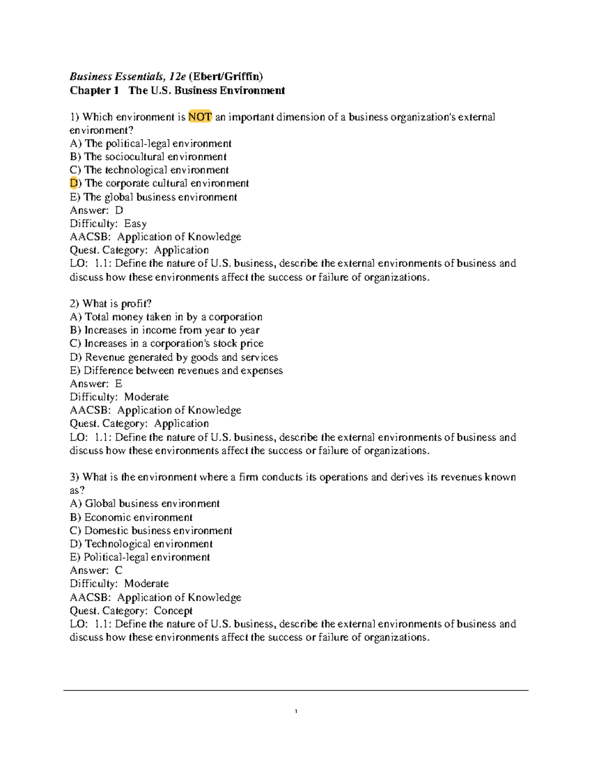 testbankforbusinessessentials12theditionbyebert 1 Copyright