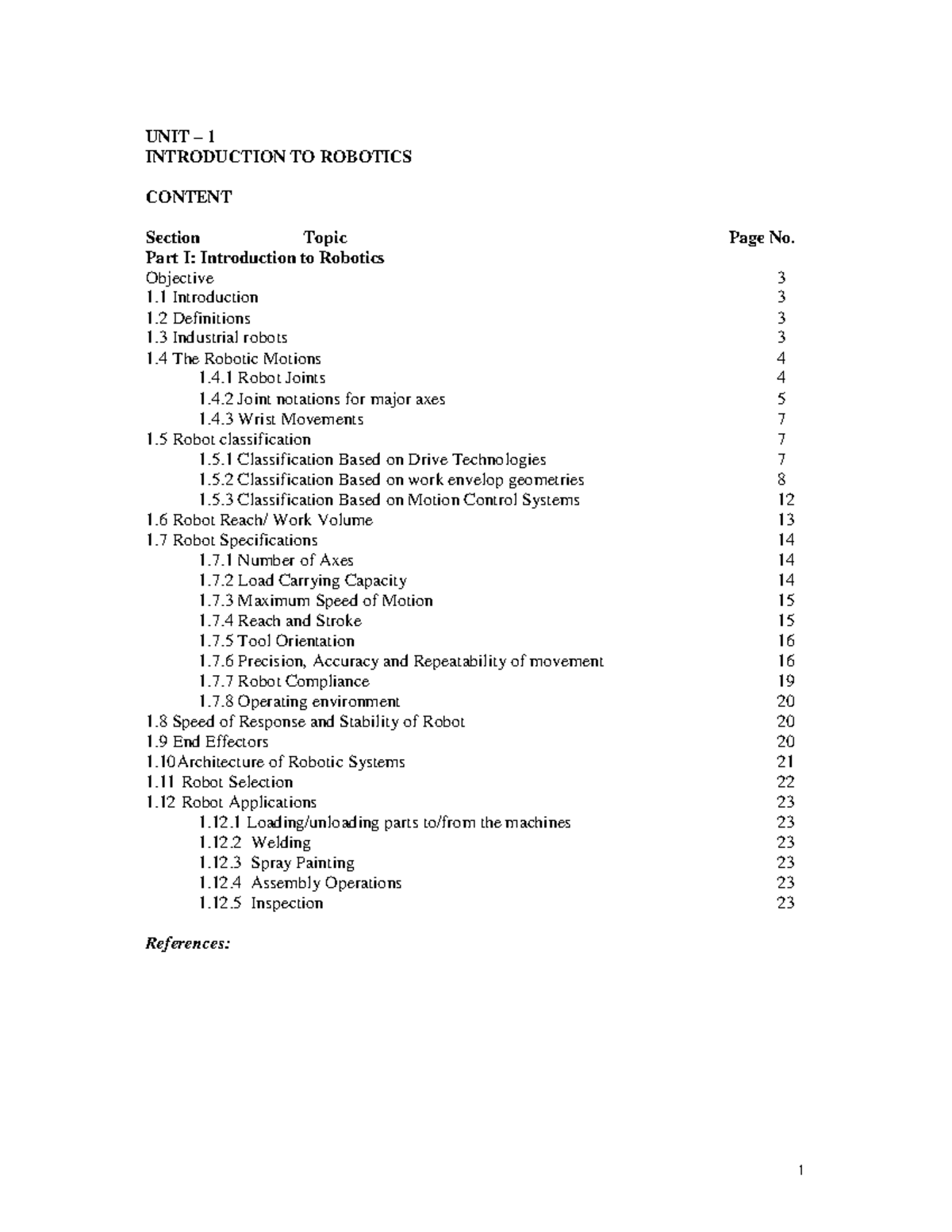 39609726-Robotics - NONE - INTRODUCTION TO ROBOTICS CONTENT Section ...