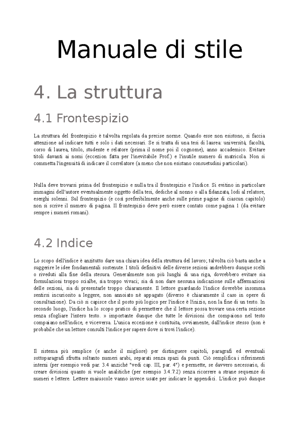 Manuale Di Stile esercitazione word Manuale di stile 4. La