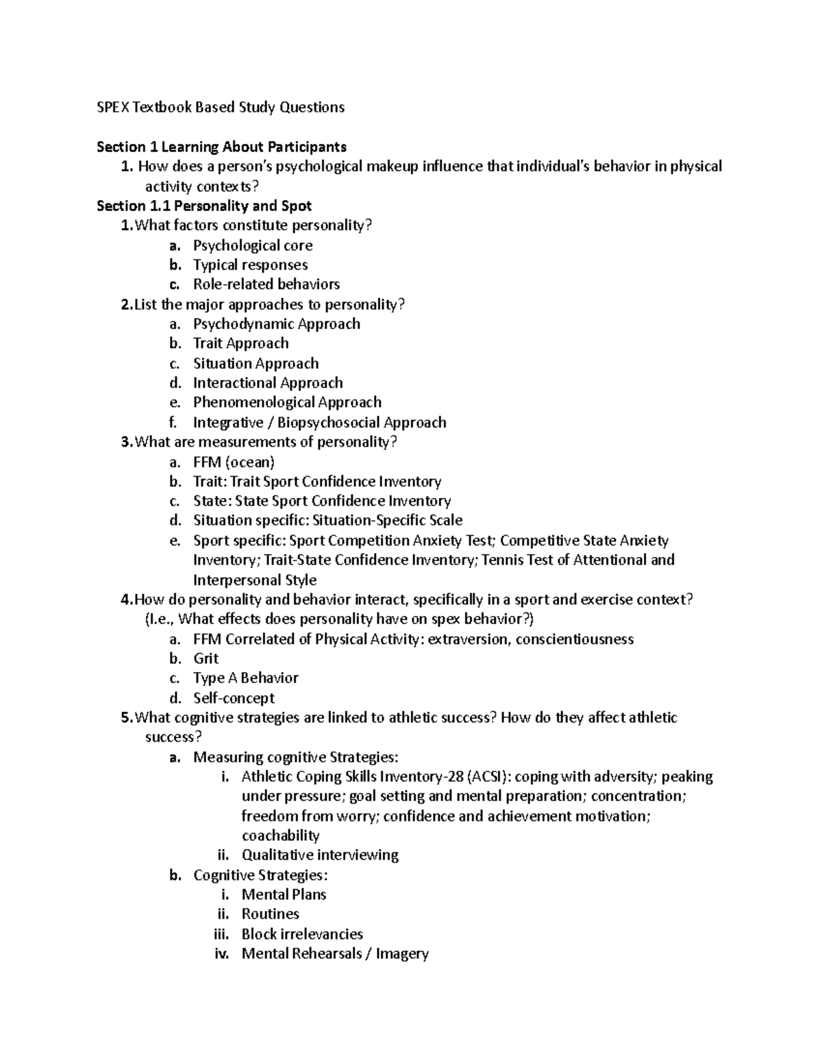 Final Exam Prepatory Questions - SPEX Textbook Based Study Questions ...