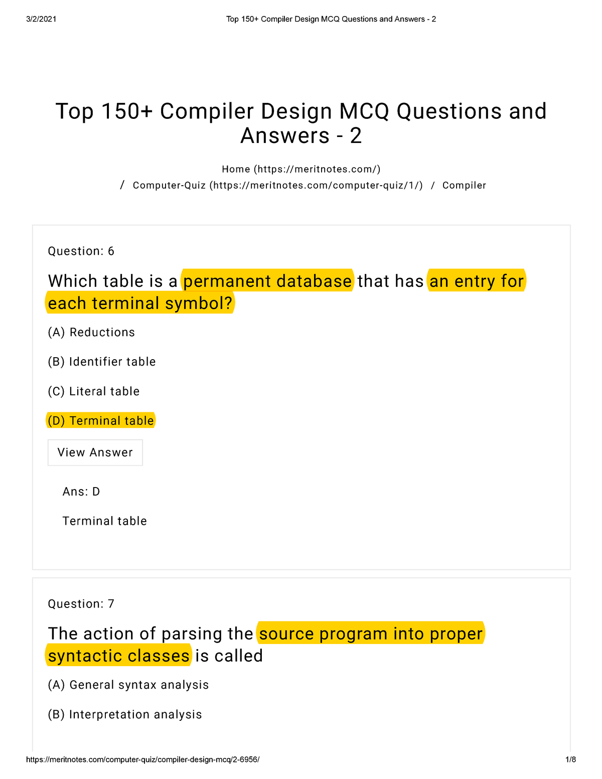 compiler design assignment questions and answers