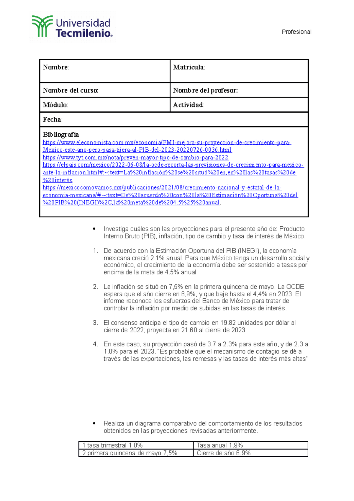 Actividad 5 Administración financiera - Profesional Nombre : Matrícula ...