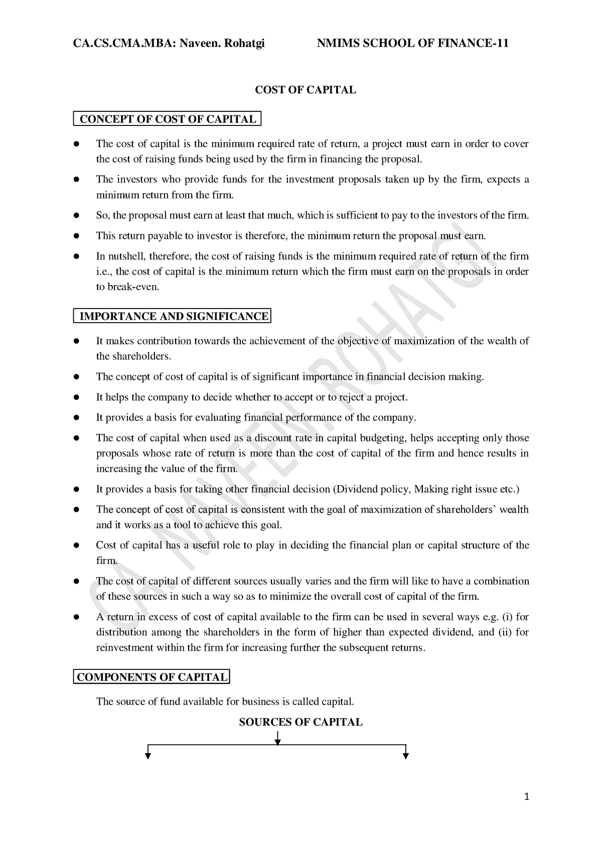 Cost Of Capital And Capital Structure Decisions