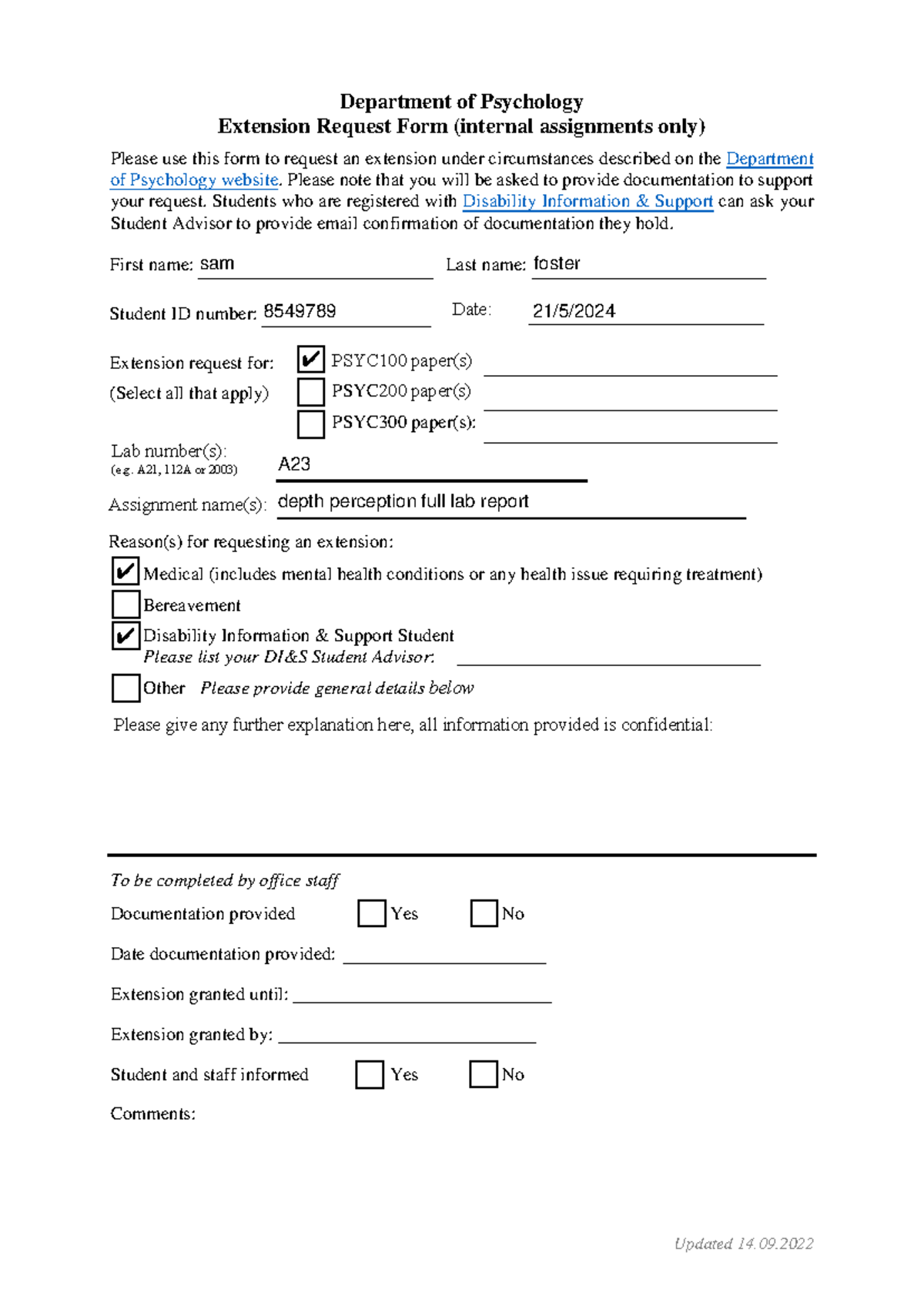 Extension Request Form - Updated 14 .0 9 .20 22 Department of ...