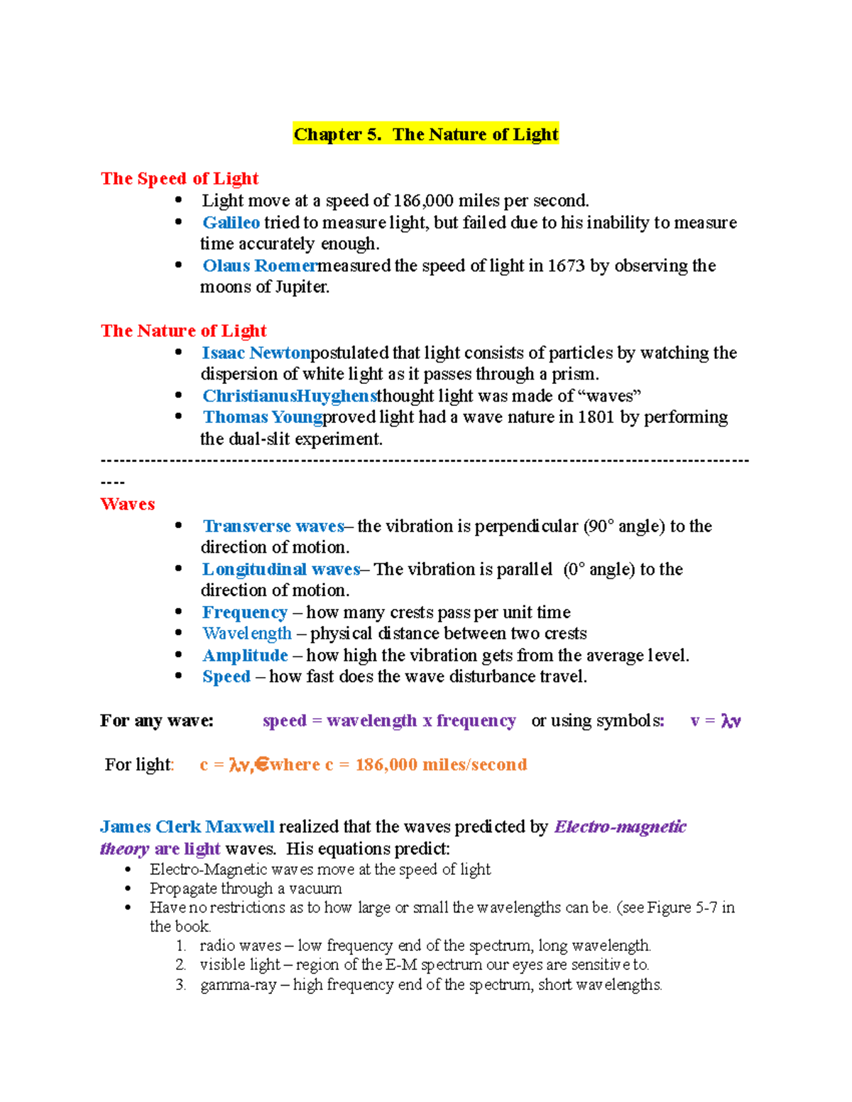 Study guide test 2 ast 1002 - Chapter 5. The Nature of Light The Speed ...