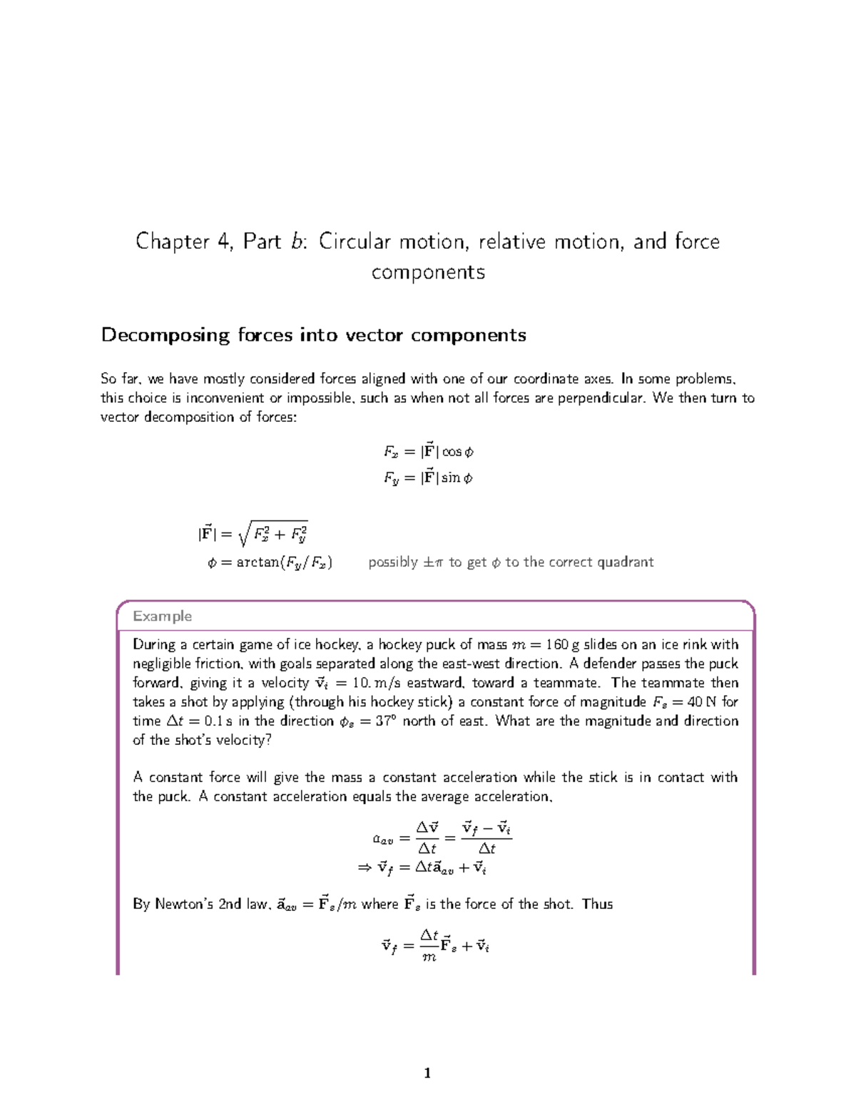 LN4b - Circular motion, relative motion, and force components - Chapter ...