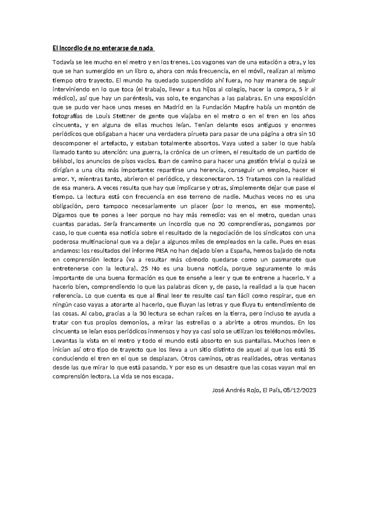 El incordio de no enterarse de nada - El incordio de no enterarse de ...