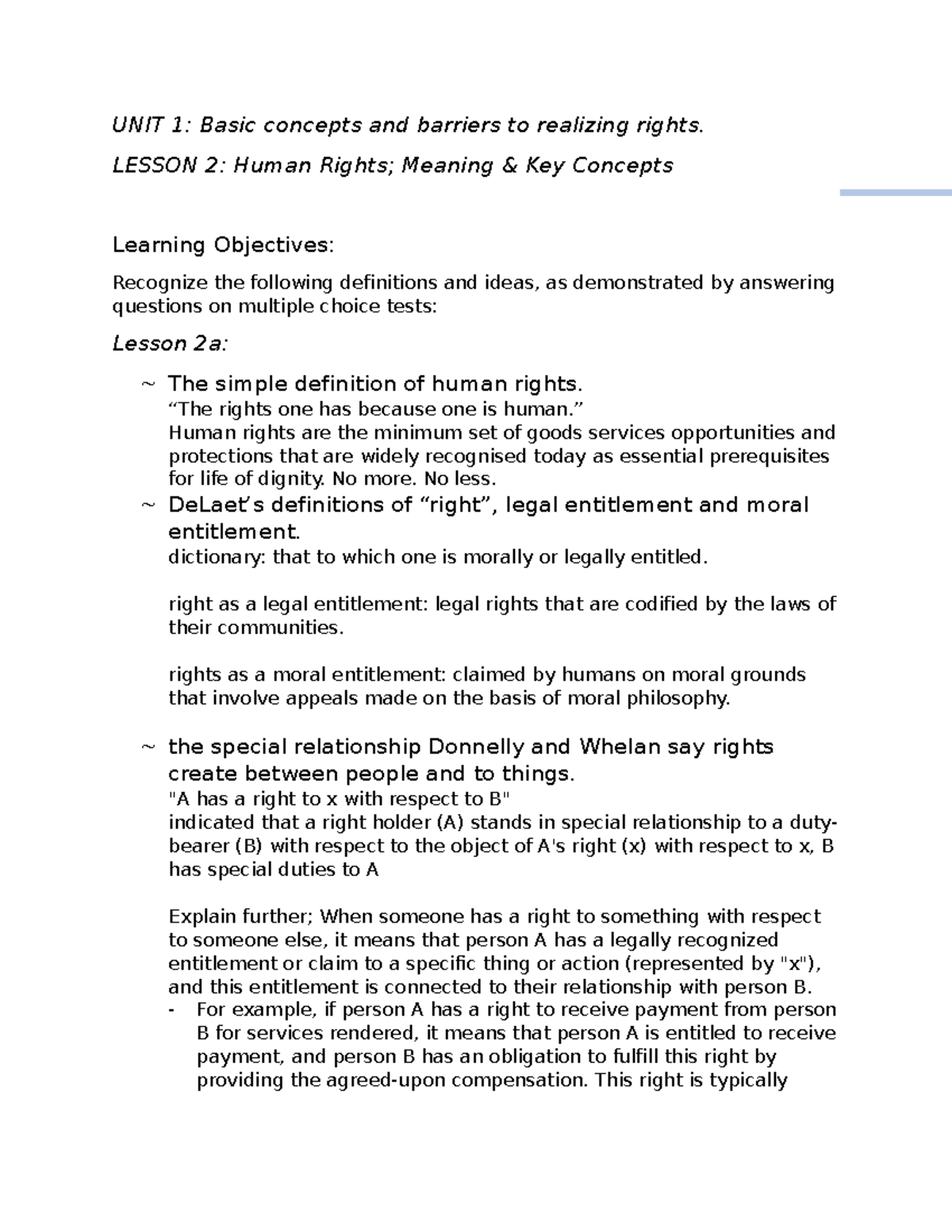 UNIT 1 Basic concepts and barriers to realizing rights - LESSON 2 ...